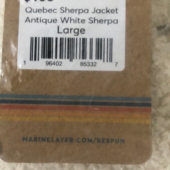 Marine Layer Quebec Sherpa Jacket Cozy Snap Button Antique White Cream NWT L - Picture 8 of 9
